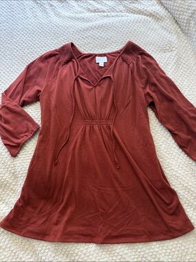 a:glow Rust Red Peasant Tunic Top